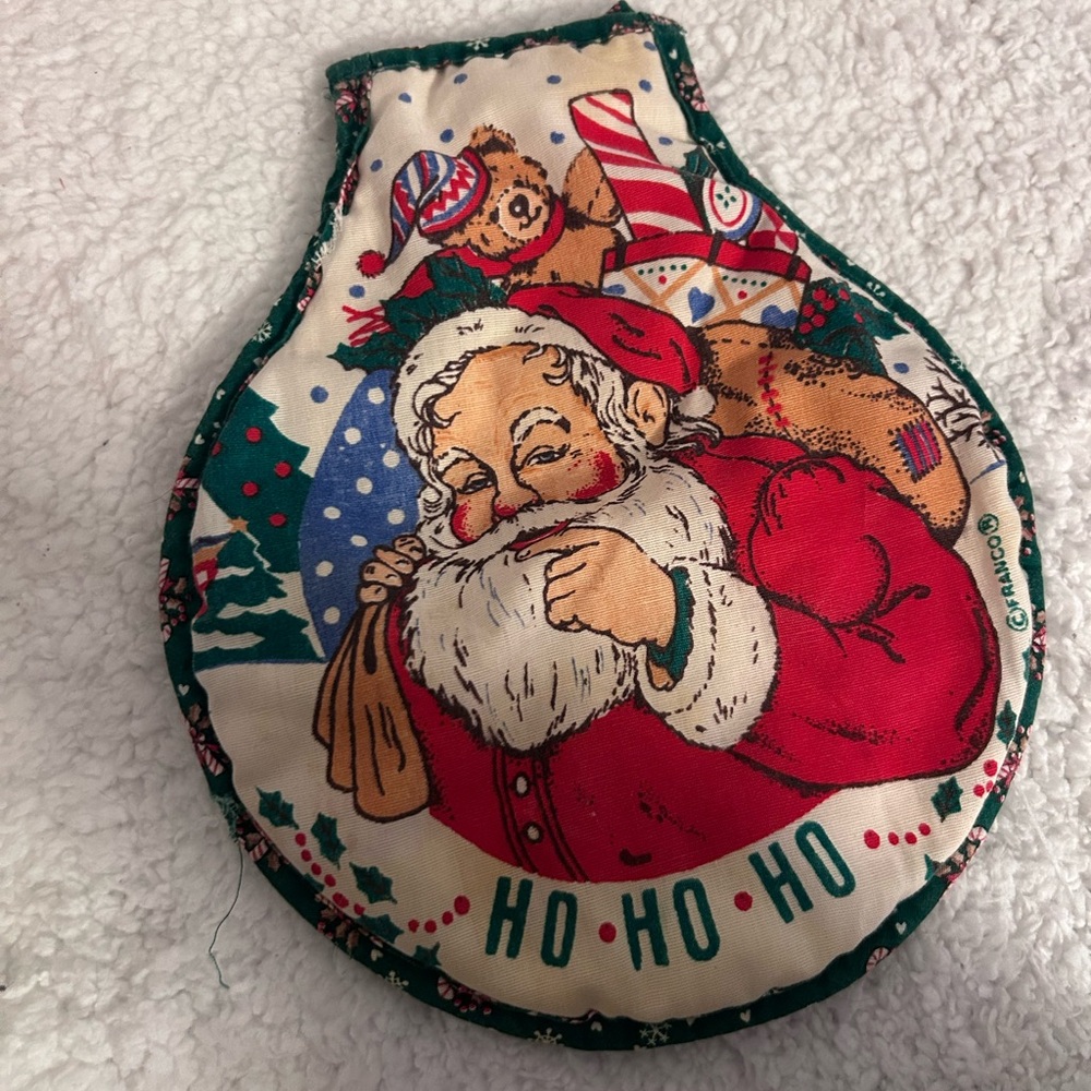 Vintage-Style Santa 'Ho Ho Ho' Holiday Potholder - Red & Green